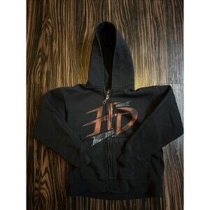Harley Davidson Youth XS Full Zip Hooded Sweatshirt Black Orange Logo El Paso